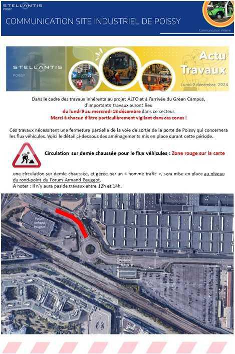 Travaux sortie Poissy du 09 décembre au 18 décembre