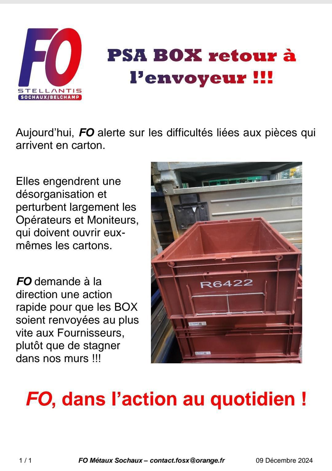 Ferrage - PSA BOX retour à l'envoyeur !!!