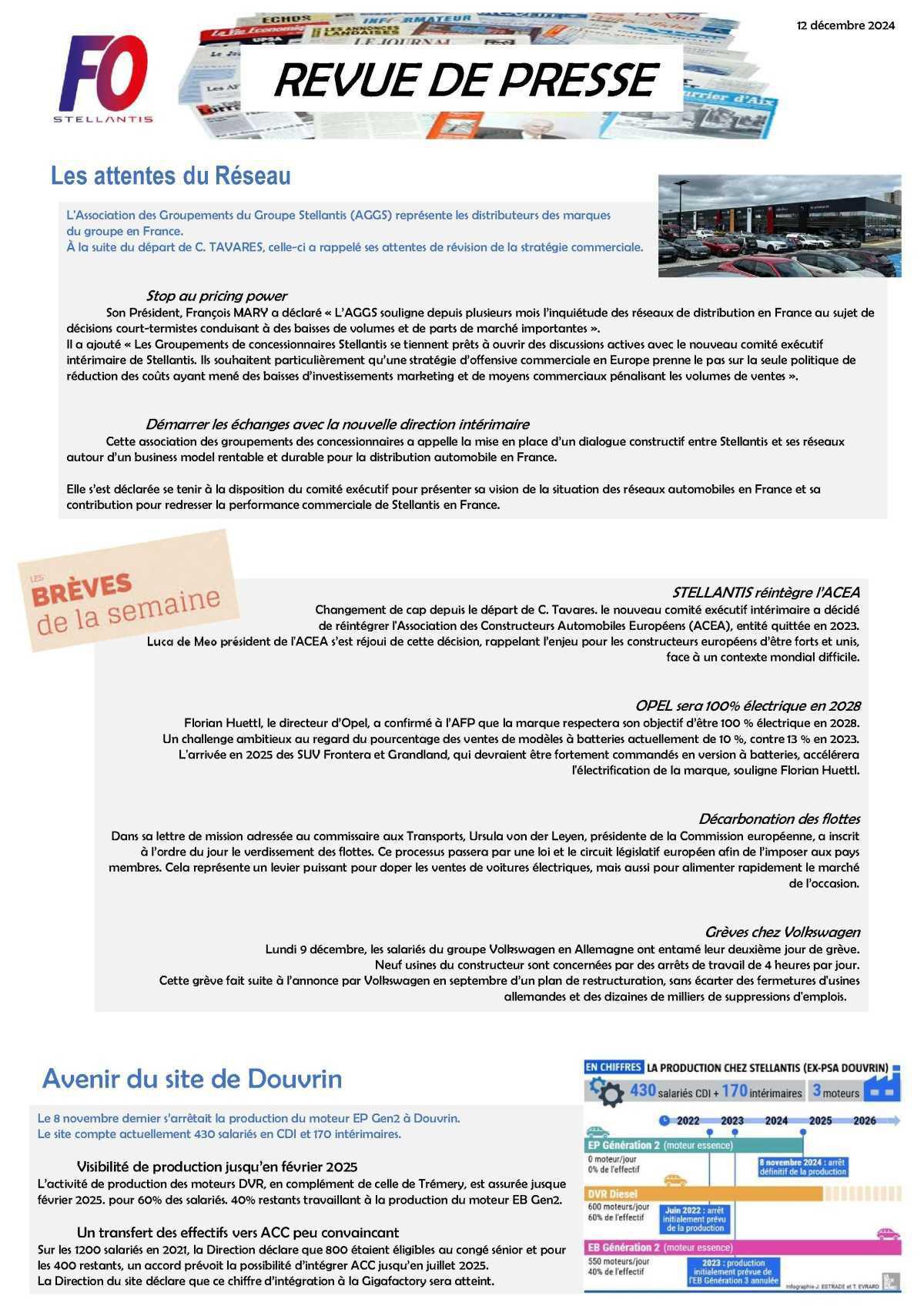 REVUE DE PRESSE 12/12/2024