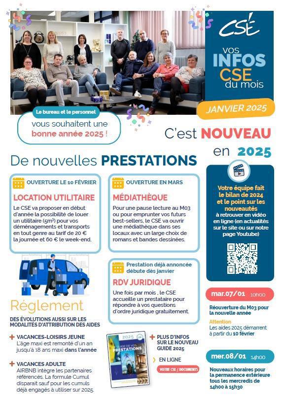 Vos PRESTATIONS CSE / JANVIER 2025