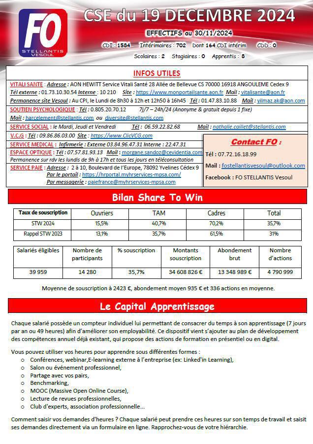 CSE du 19 Décembre 2024