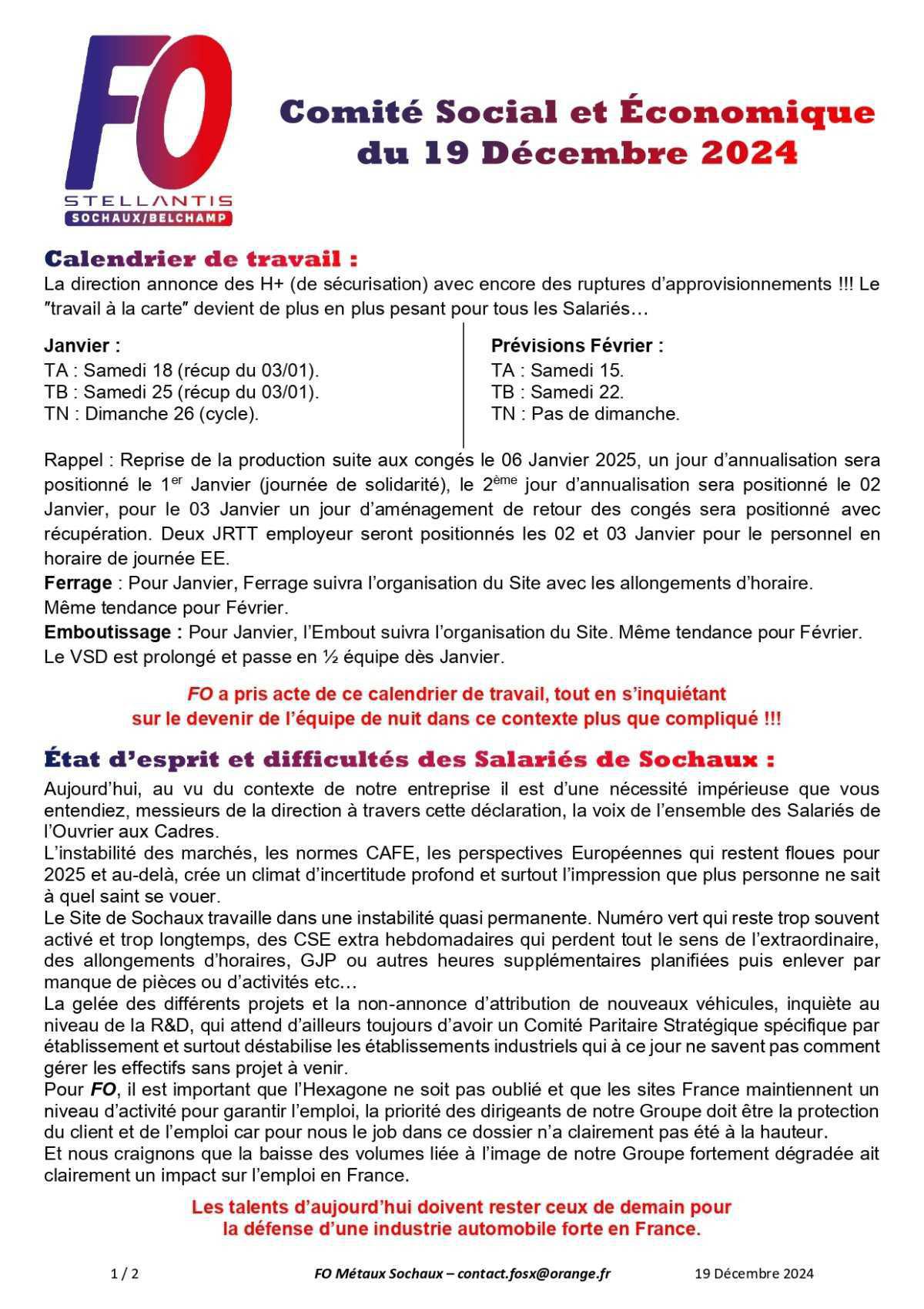 Tract CSE 19 décembre 2024 
