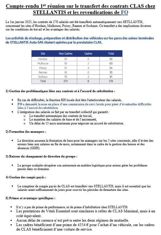 Compte-rendu de la 1er réunion Négociation ACCORD DE SUBSTITUTION CLAS