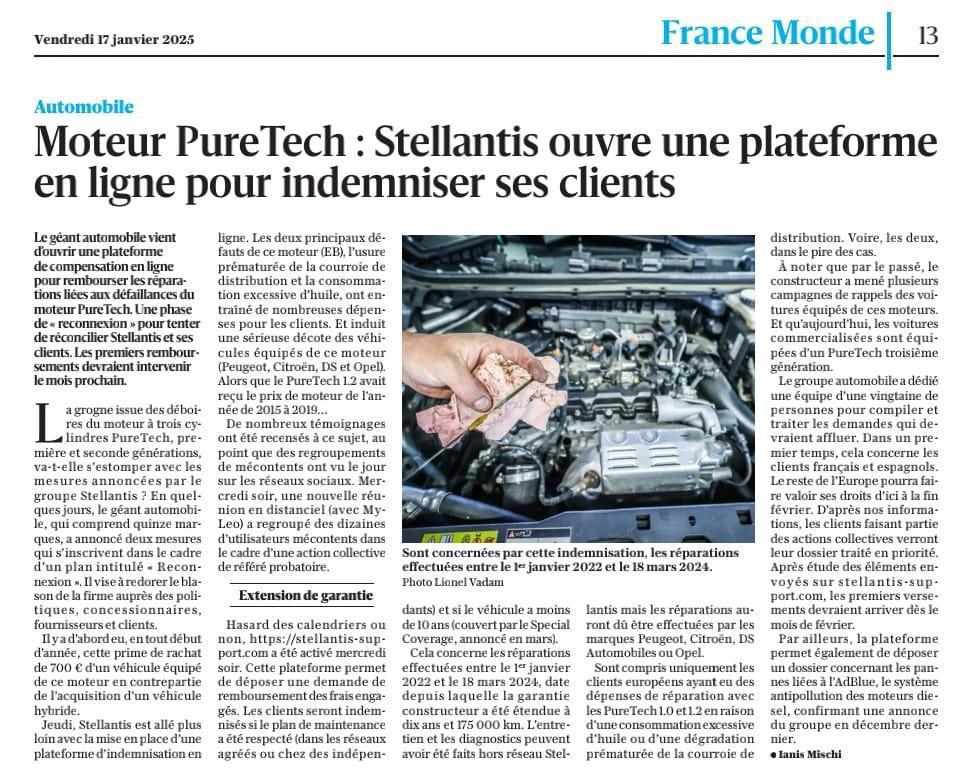 Moteur PureTech : Stellantis ouvre une plateforme en ligne pour indemniser ses clients