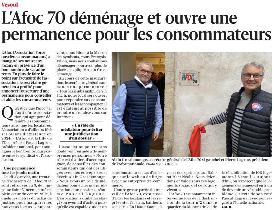 Nouveaux locaux pour l'AFOC 70