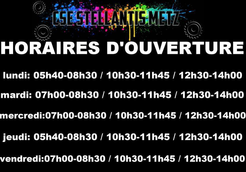 Nouveau Horaires d'ouverture du magasin CSE