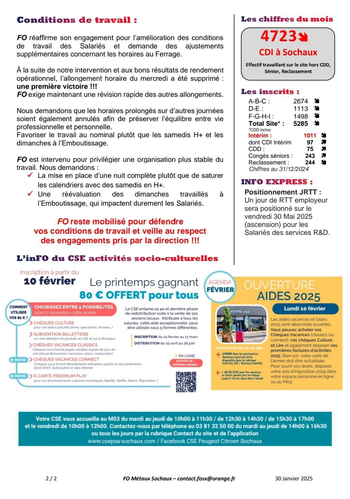 TRACT CSE ORDINAIRE du mois de JANVIER 2025