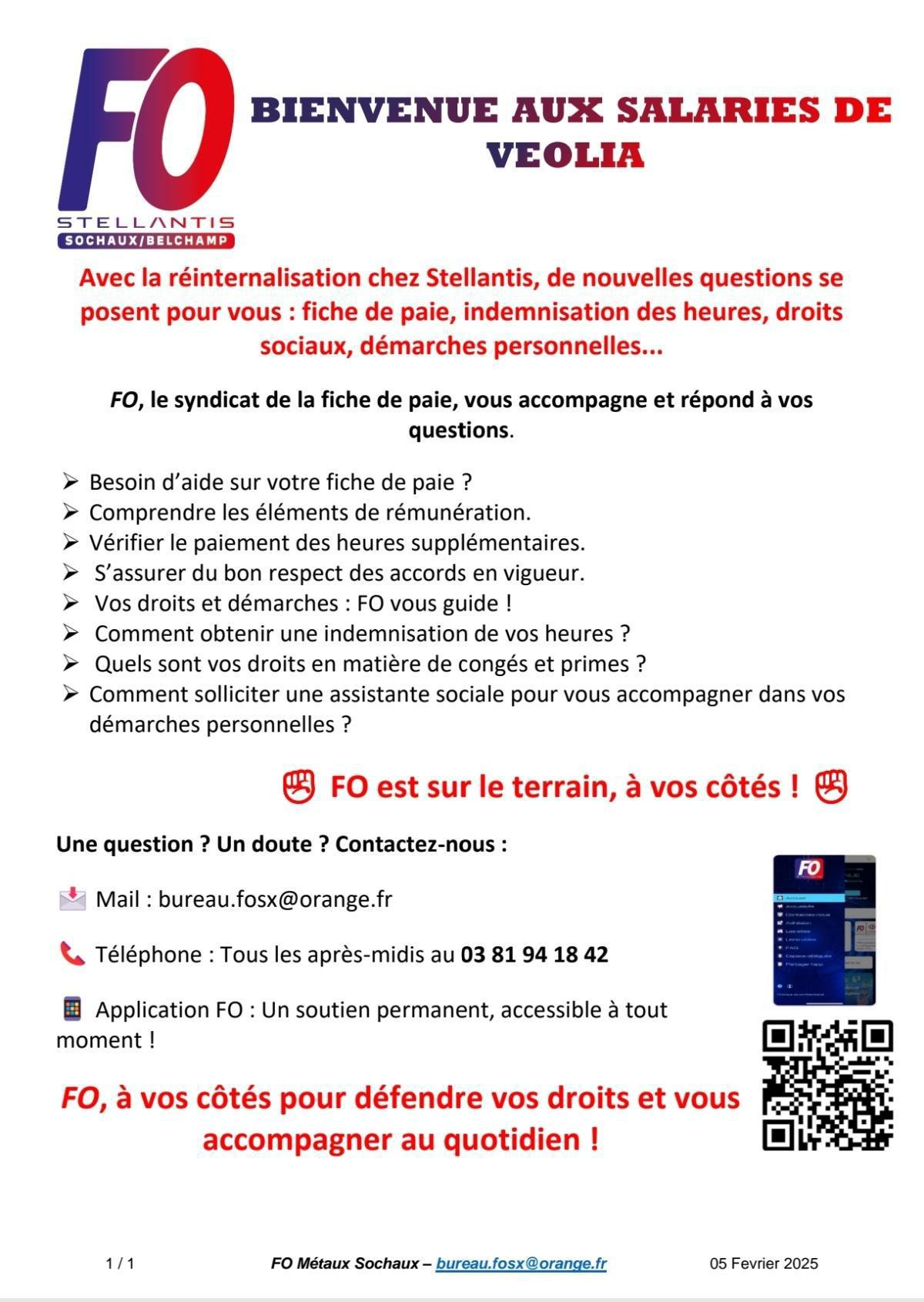 Bienvenue aux Salariés de VEOLIA 