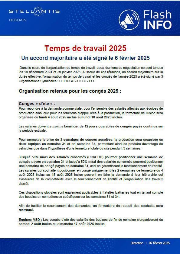 Accord temps de travail 2025 "le final"