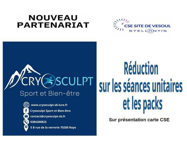 Nouveau partenaire du CSE : CRYOSCULPT sport et bien-être
