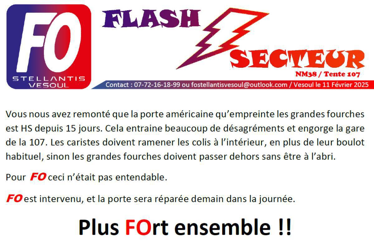 Flash Secteur - NM38 / Tente 107 Flash Secteur - NM38 / Tente 107