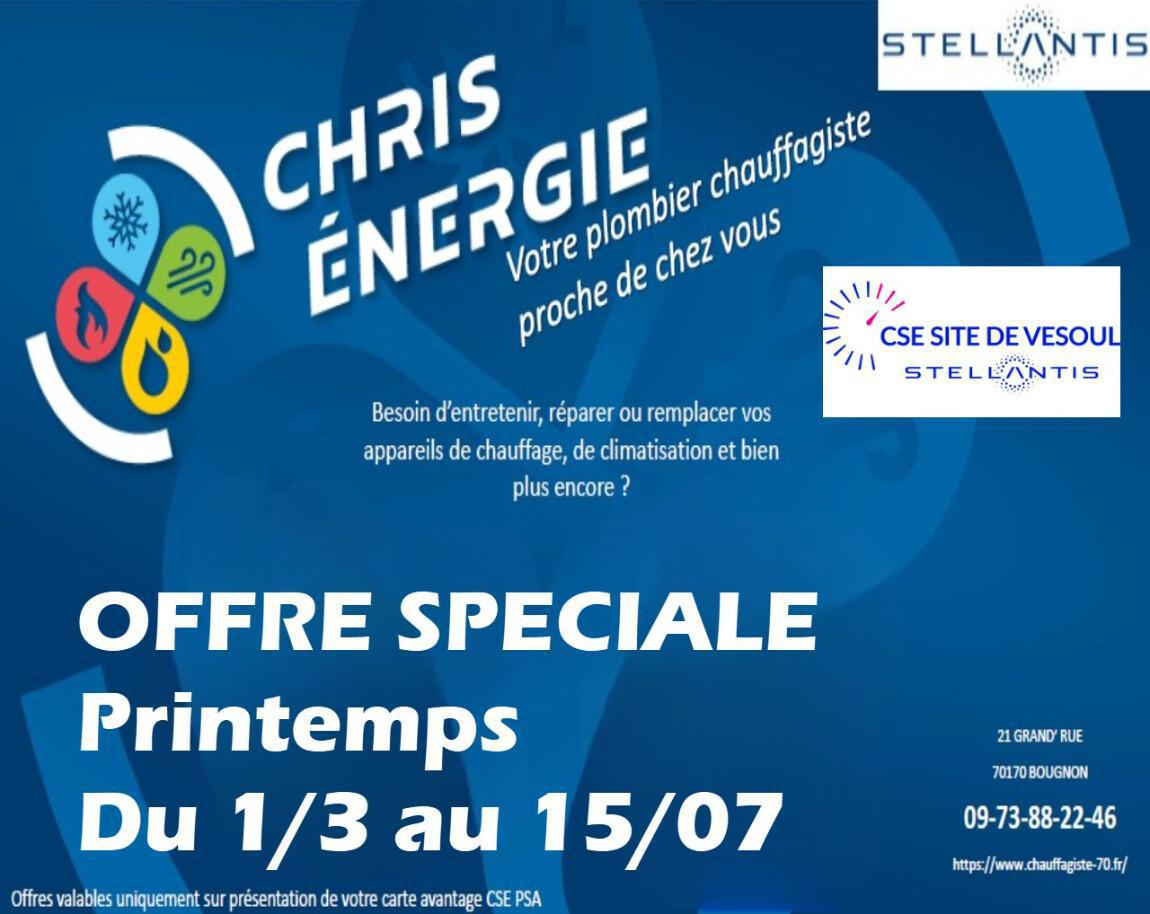 Chris Energie : OFFRE SPECIALE Printemps du 1/3 au 15/07
