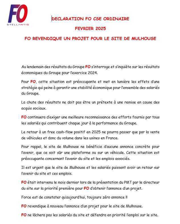 MU: DECLARATION FO CSE ORDINAIRE FEVRIER 2025