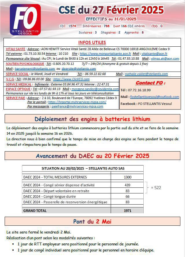 Compte rendu CSE du 27 Février 2025 Compte rendu CSE du 27 Février 2025
