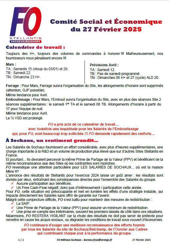 Tract CSE ORDINAIRE du mois de Février 2025