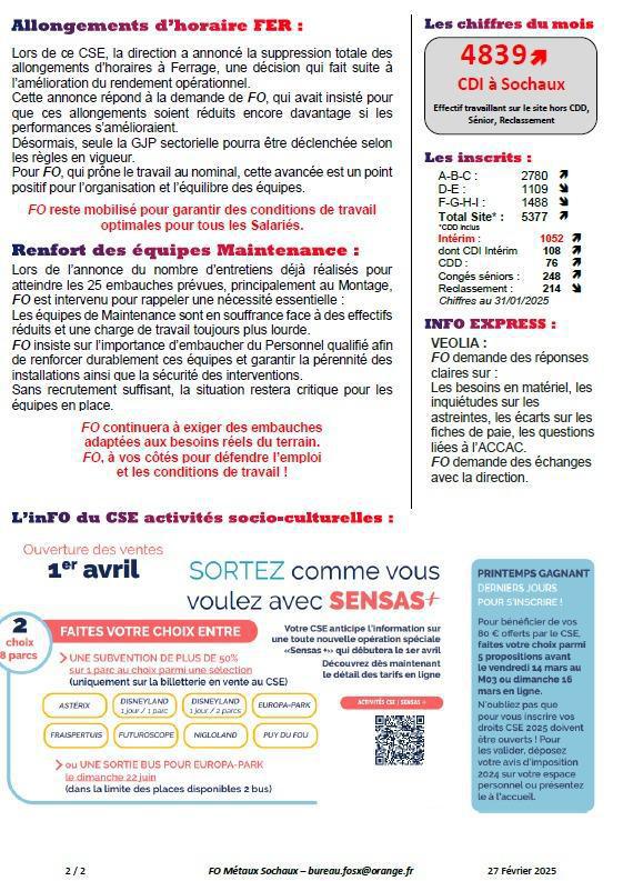 Tract CSE ORDINAIRE du mois de Février 2025