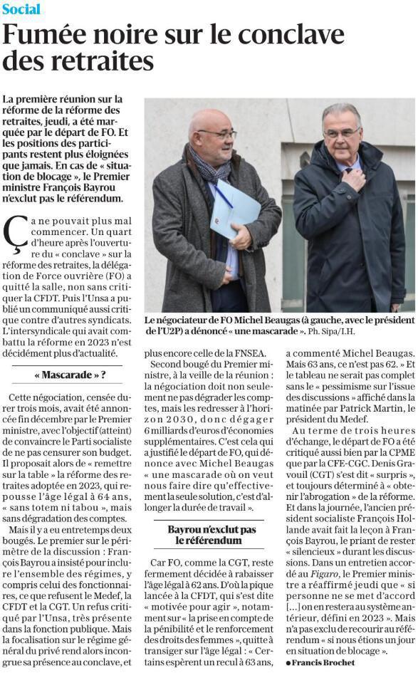 "Conclave" sur les retraites, FO claque la porte !!