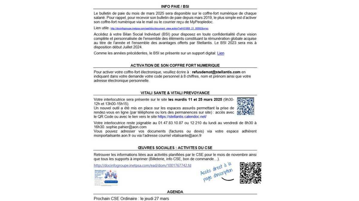  CA: information CSE du 27/02/2025 