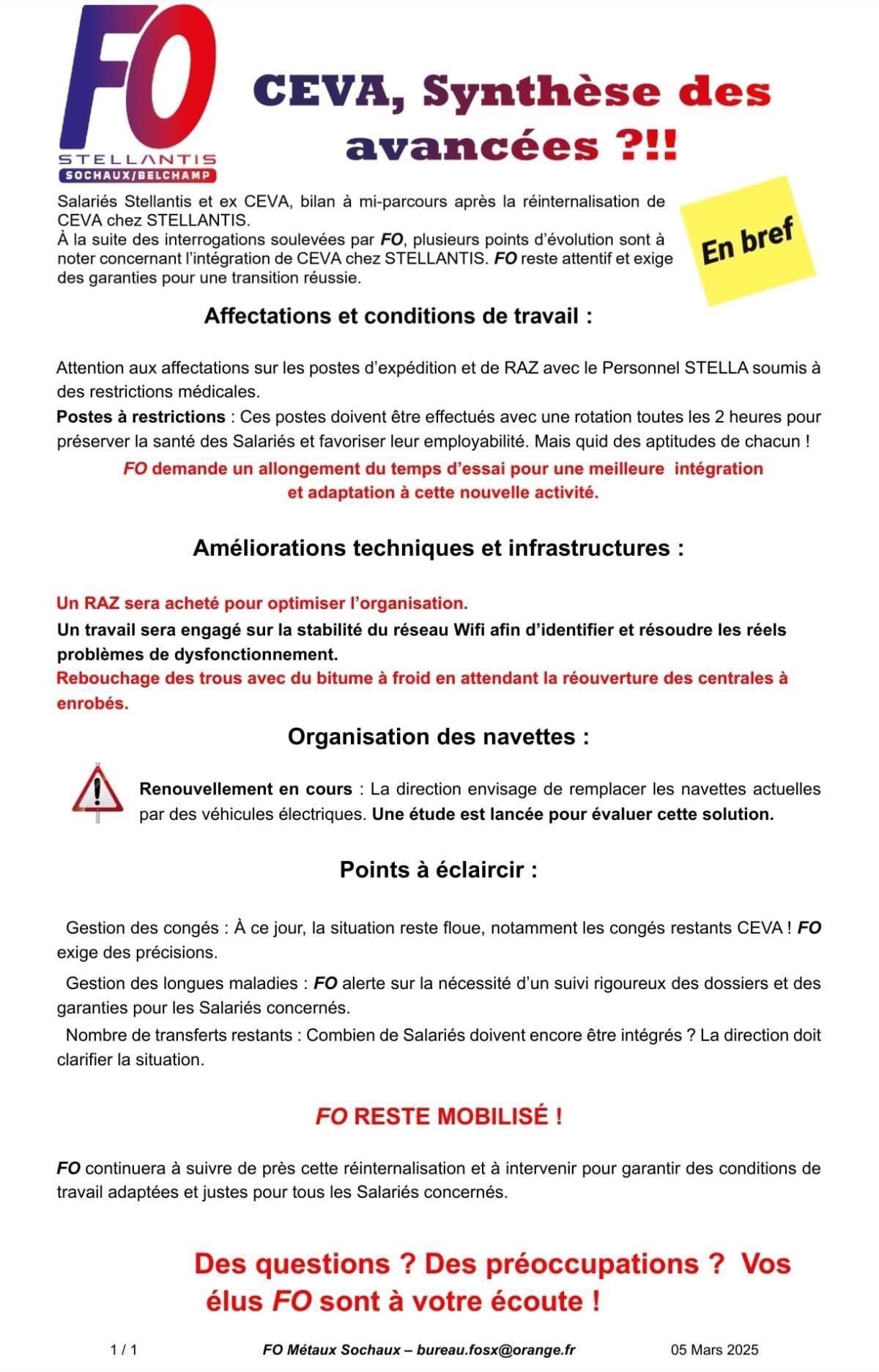 TRACT InFO SALARIÉS ex CEVA