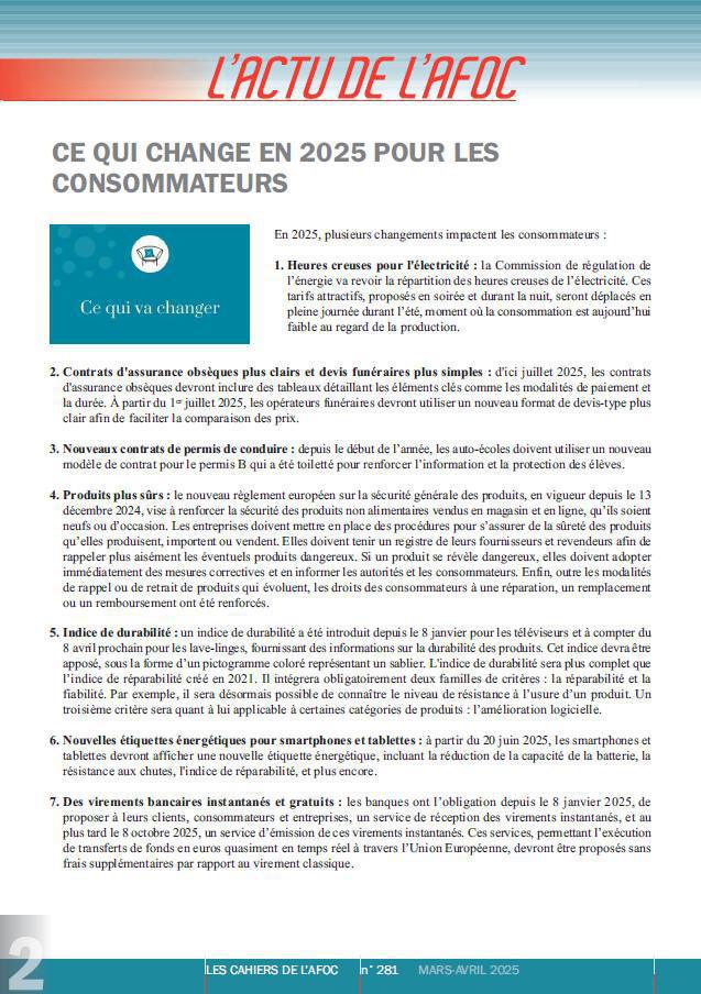 Les Cahiers de l'AFOC - Mars - Avril 2025