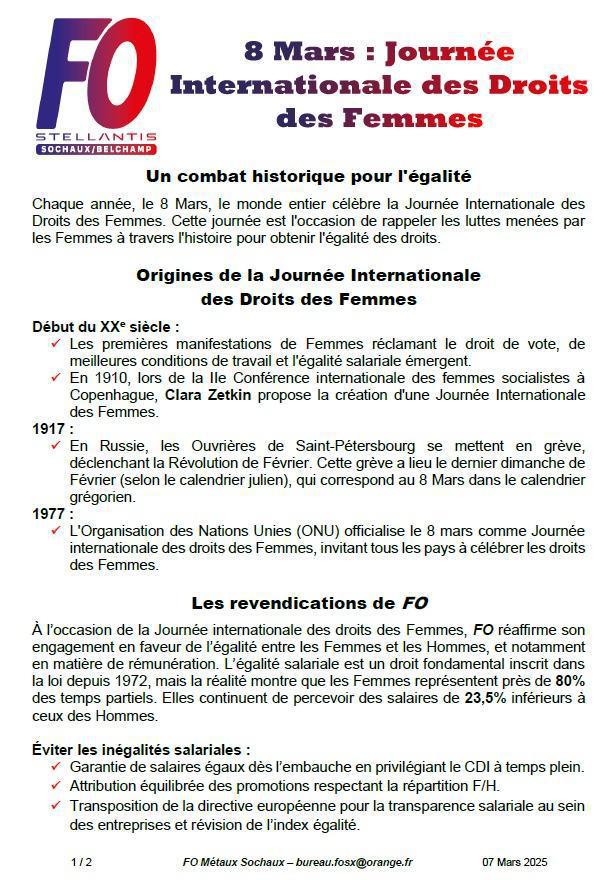8 Mars : Journée Internationale des Droits des Femmes