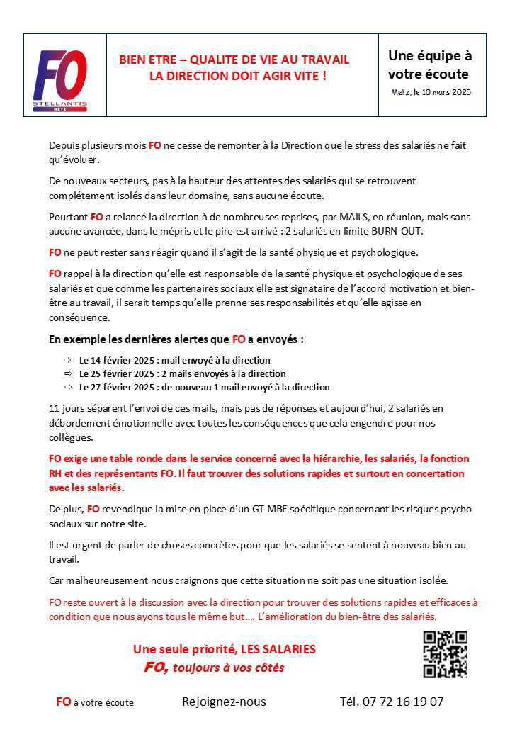 TRACT Bien-être et QVT du 10 mars 2025