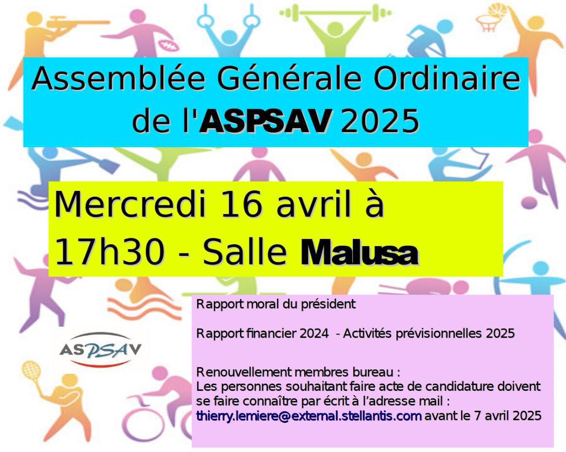 Assemblée Générale Ordinaire de l'ASPSAV