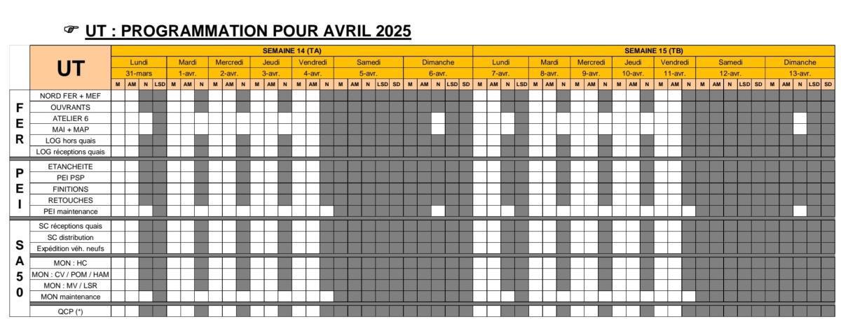 MU: NOTE HORAIRE CSE ORDINAIRE MARS 2025
