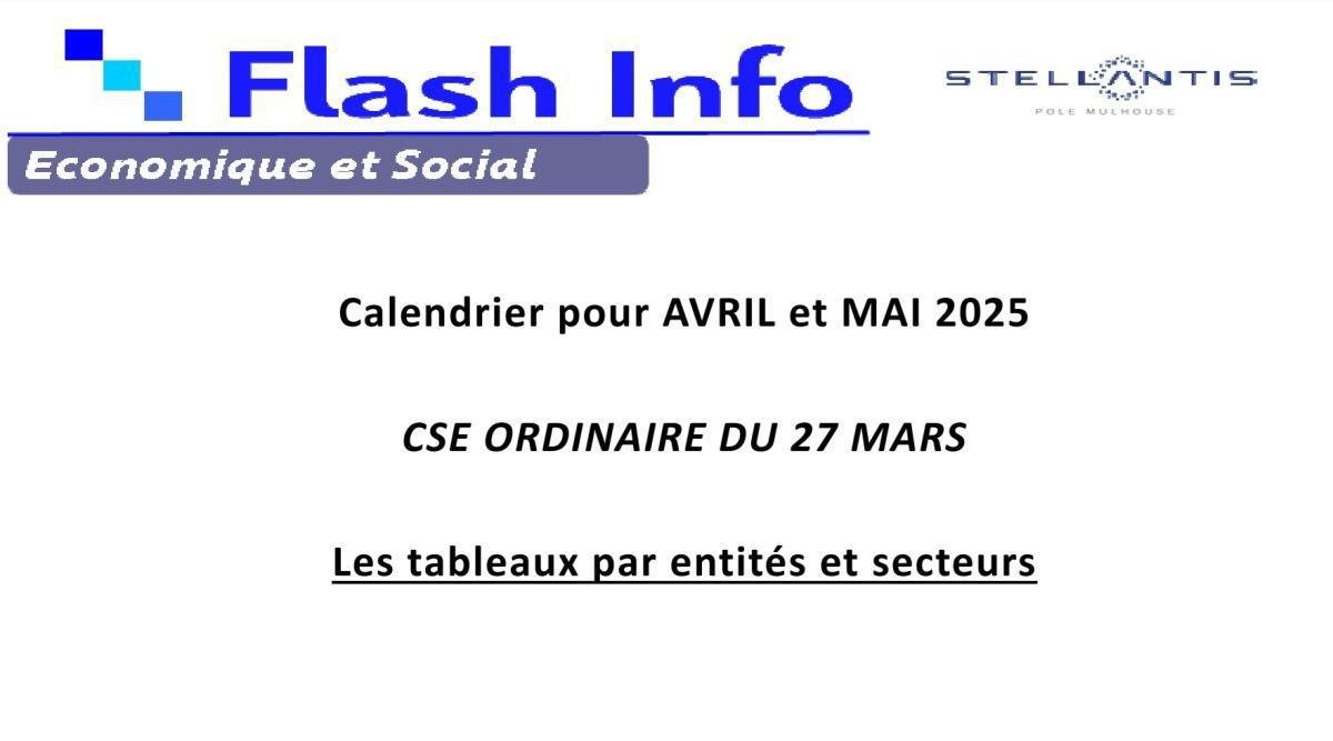 MU: NOTE HORAIRE CSE ORDINAIRE MARS 2025
