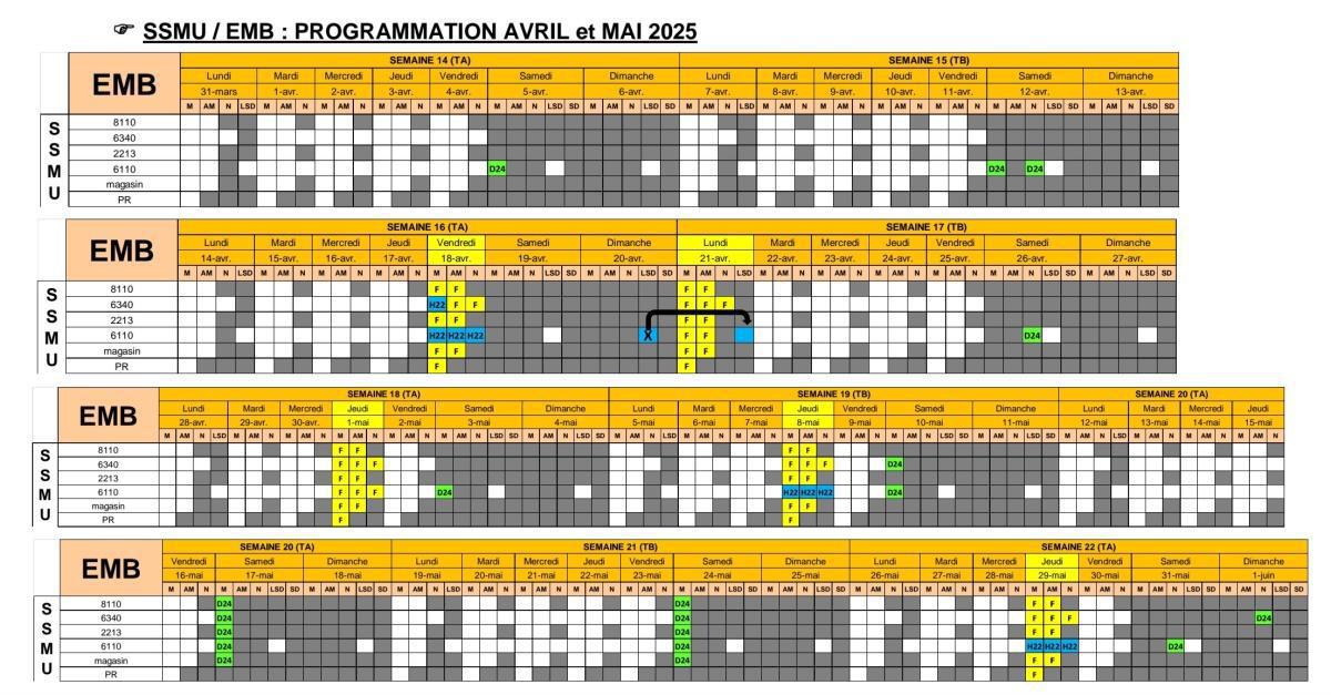 MU: NOTE HORAIRE CSE ORDINAIRE MARS 2025