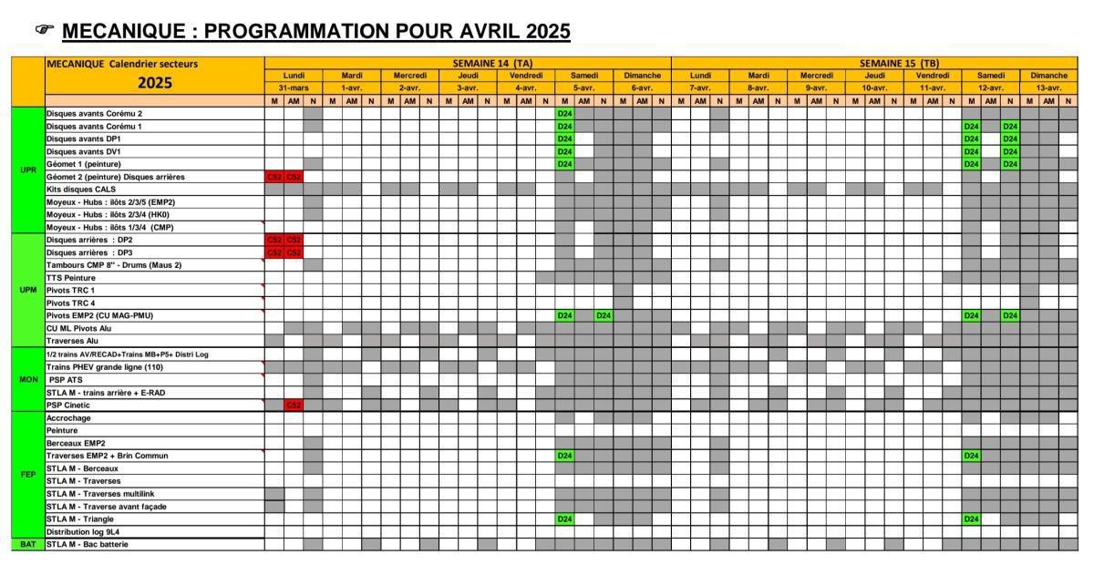 MU: NOTE HORAIRE CSE ORDINAIRE MARS 2025