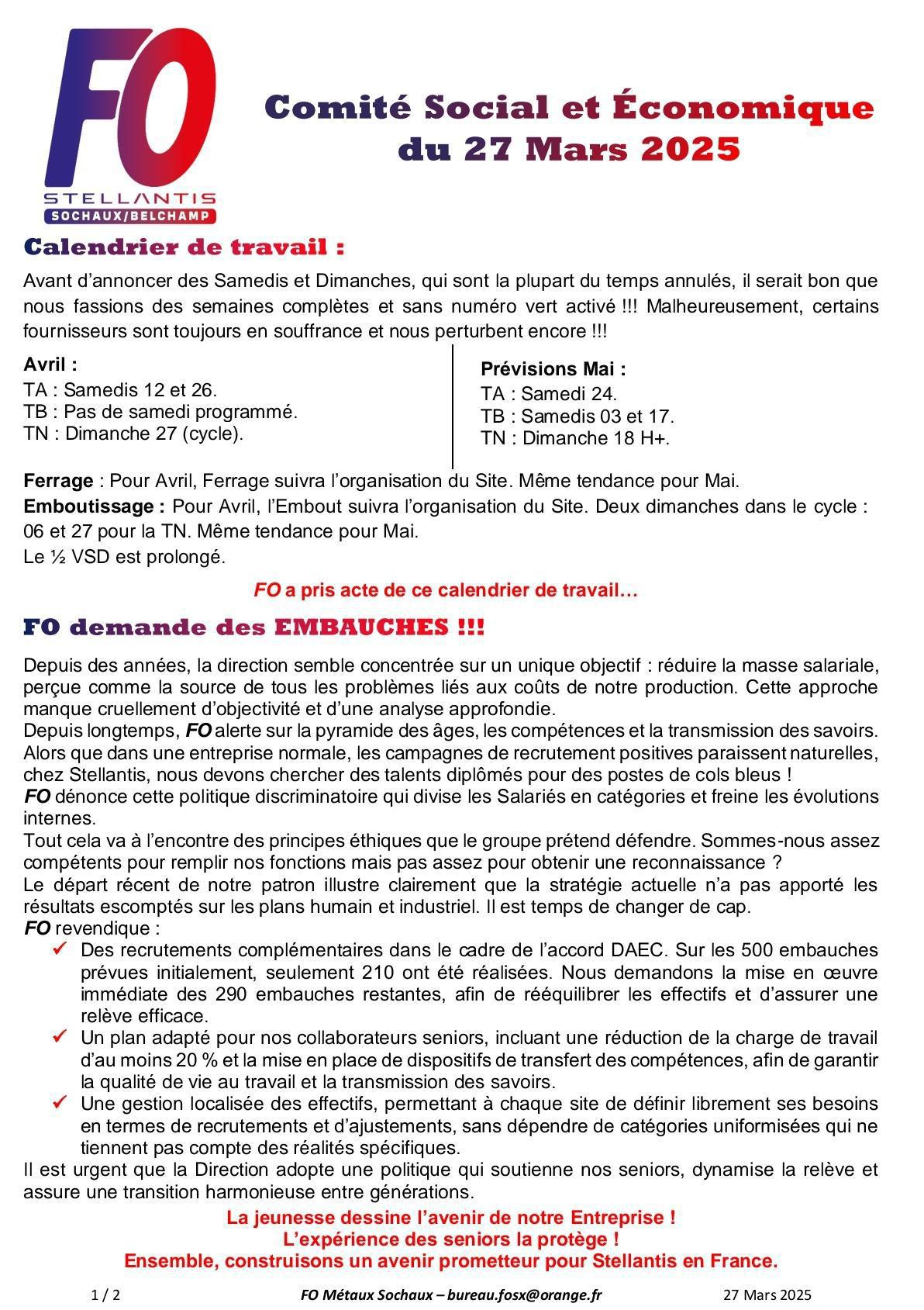 Tract CSE ORDINAIRE du MOIS de MARS 