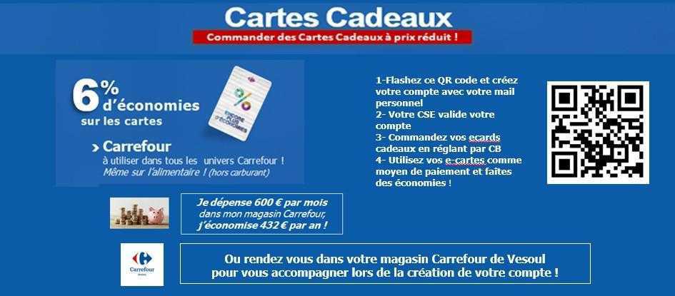 6% de remise sur les cartes cadeaux Carrefour Vesoul