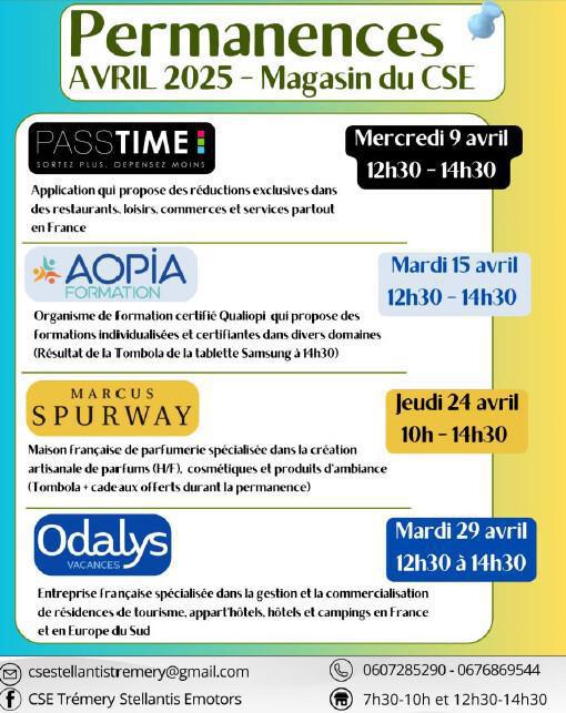 Les partenaires du CSE vous attendent