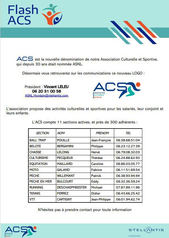 ASNL devient ACS "association culturelle et sportive"