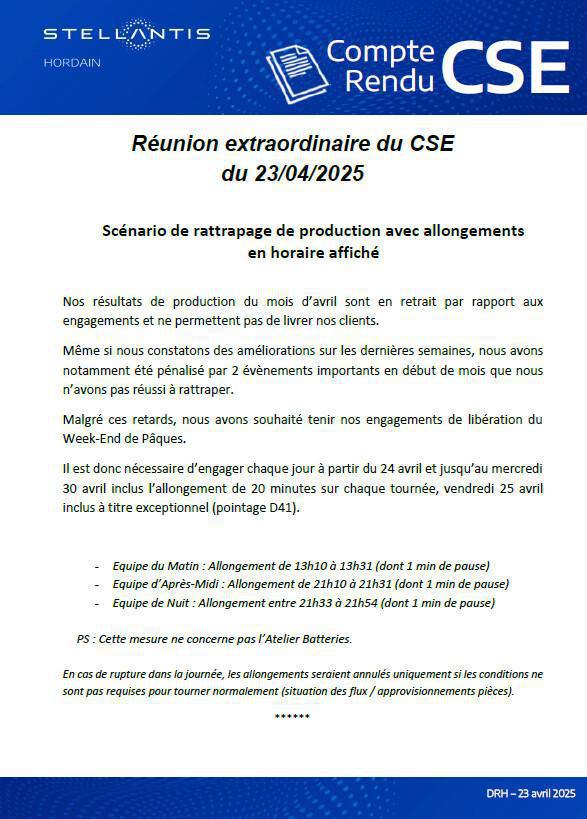 COMPTE-RENDU DU CSE extra du 23/04/25