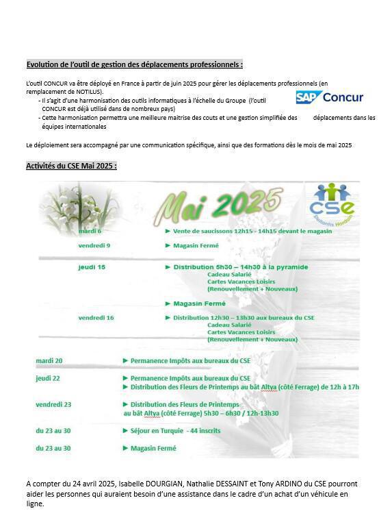 Compte-rendu CSE du mardi 29 avril 2025