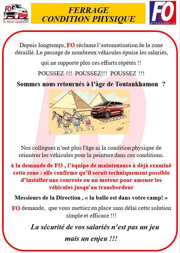 ⚠️🤔Condition physique au ferrage mise à rude épreuve ! FO demande une intervention rapide