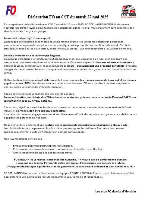 Compte-rendu du CSE ordinaire du 27/05/25