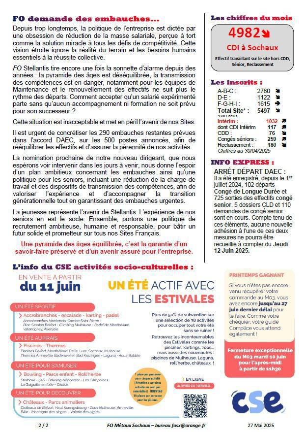 Tract FO...CSE Ordinaire du 27 Mai 2025