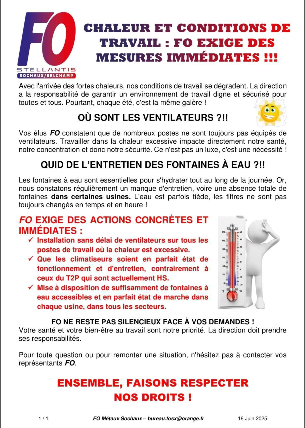 CONDITIONS DE TRAVAIL !!!