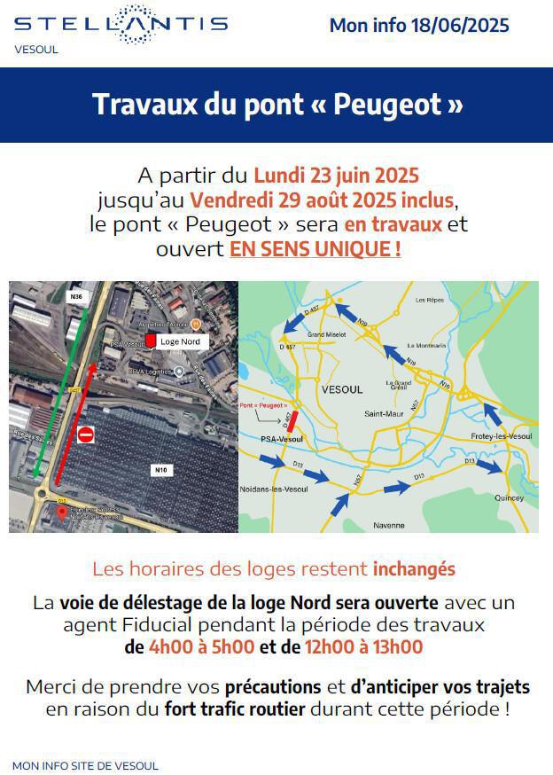 Travaux pont de Peugeot