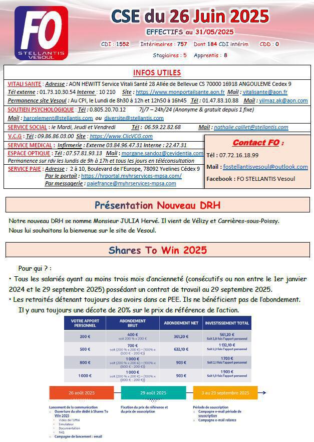 Compte rendu CSE du 26 juin 2025 Compte rendu CSE du 26 juin 2025