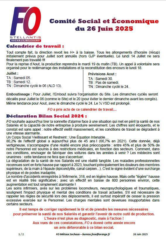 Tract CSE ORDINAIRE du mois de juin 2025