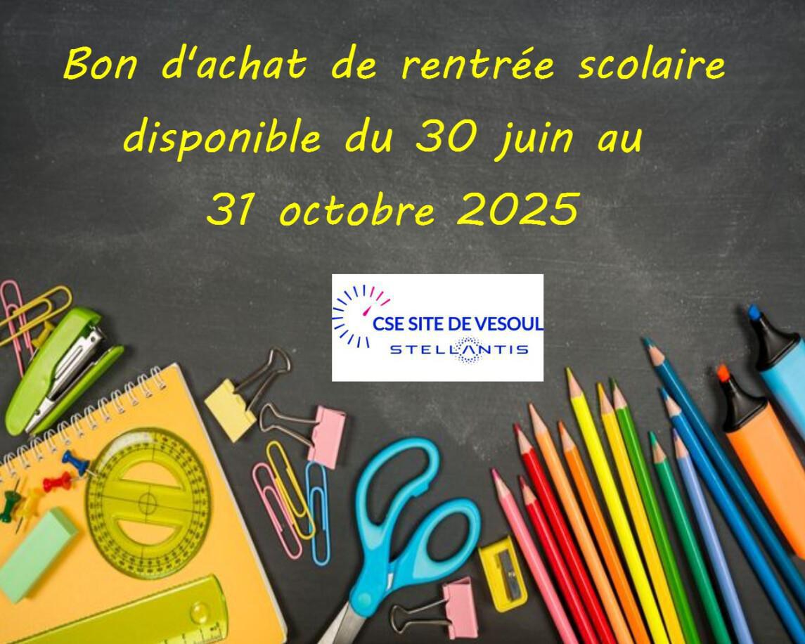 Bon d'achat rentrée scolaire