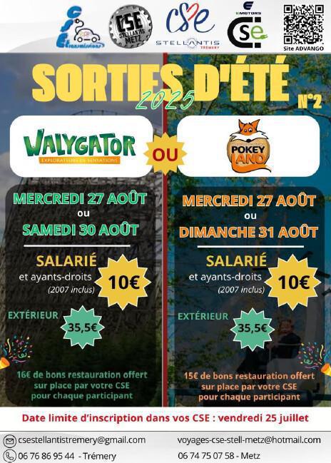 SORTIE D'ETE DE VOTRE CSE (dernière semaine pour s'inscrire)