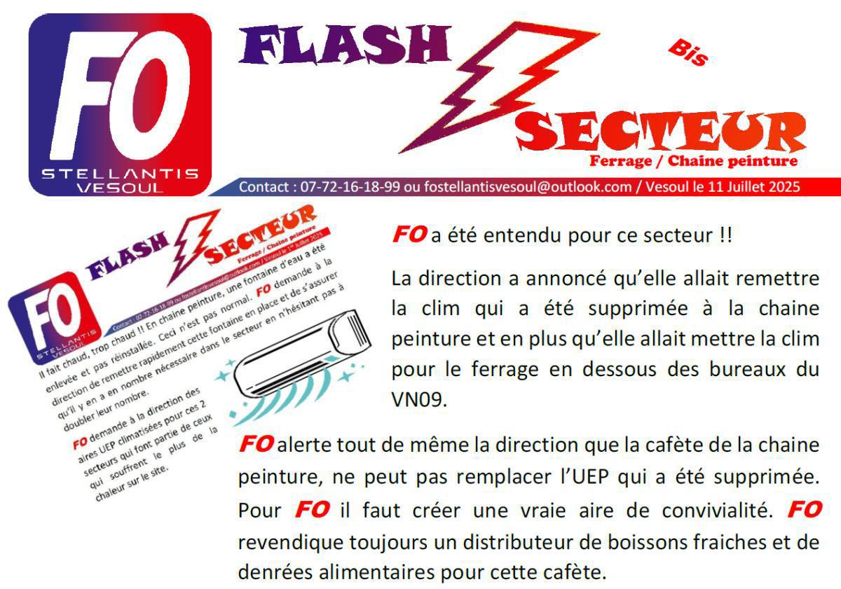 Flash Secteur - Ferrage/Chaine peinture Flash Secteur - Ferrage/Chaine peinture