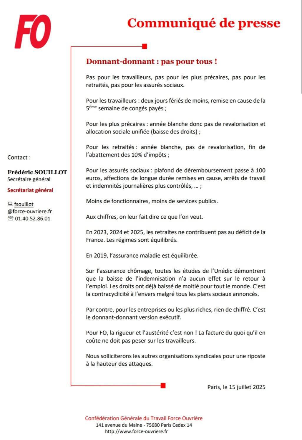 Communiqué de presse