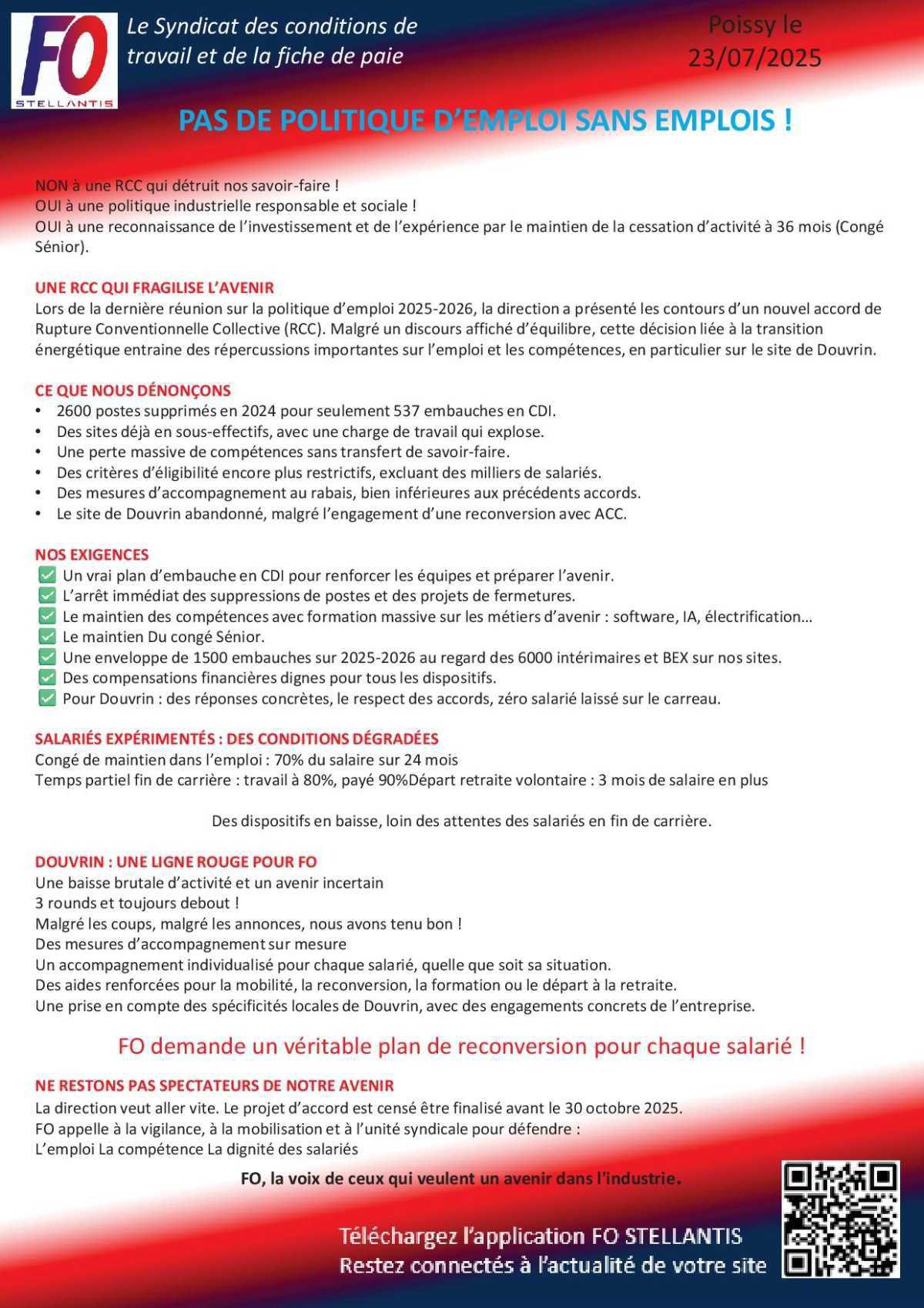 Négo RCC, pas politique d'emploi sans emplois.