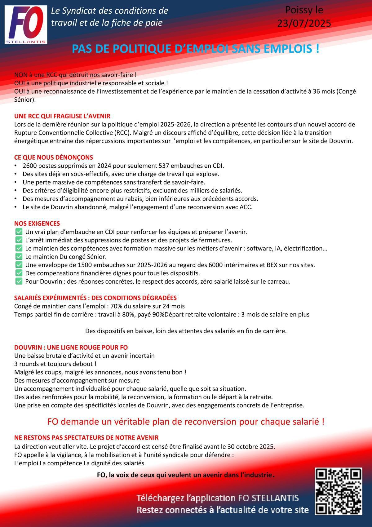 PAS DE POLITIQUE D'EMPLOI SANS EMPLOIS!